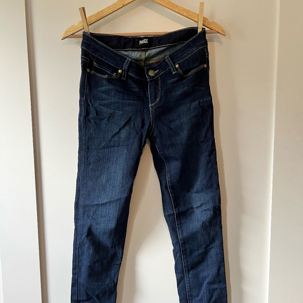 Y2K Paige White Stitch Cuffed Denim Jeans